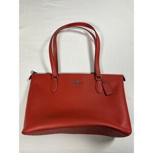 COACH 79608 Red Crossgrain Leather Gallery Tote Shoulder Bag Purse